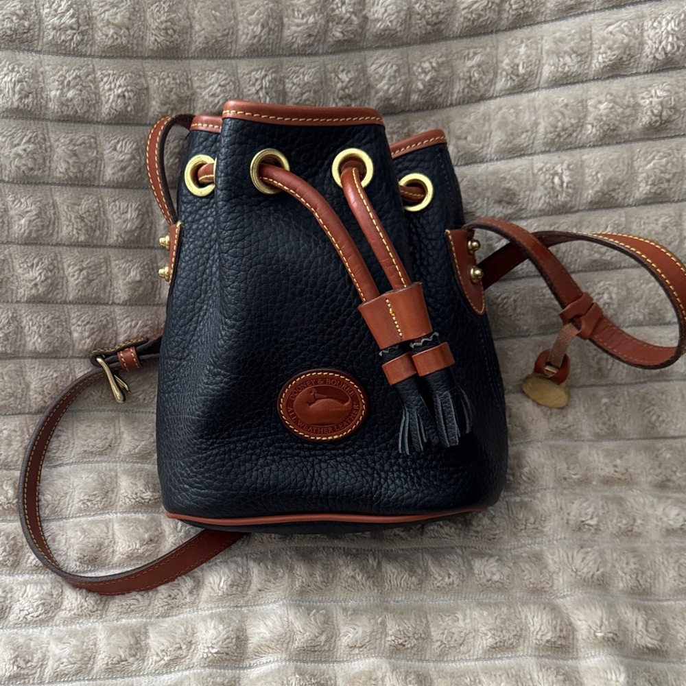 Dooney & Bourke Black and Tan Mini Bucket Bag